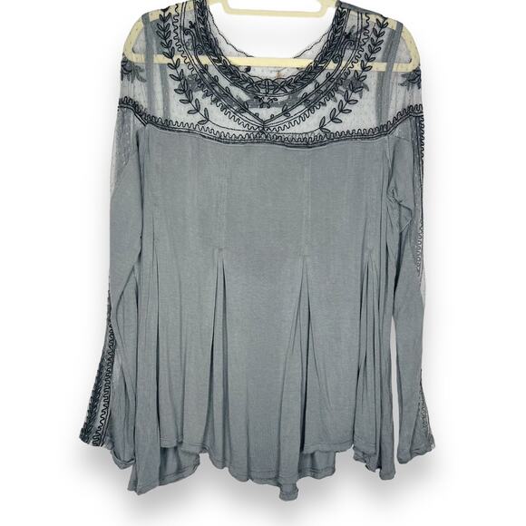 Free People Jojo Mixed Media Tshirt Top Size Medium - Picture 2 of 11